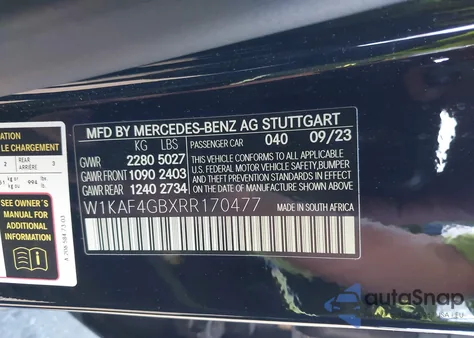 2024 Mercedes-Benz C 300 z USA, uszkodzony, nr VIN W1KAF4GBXRR170477